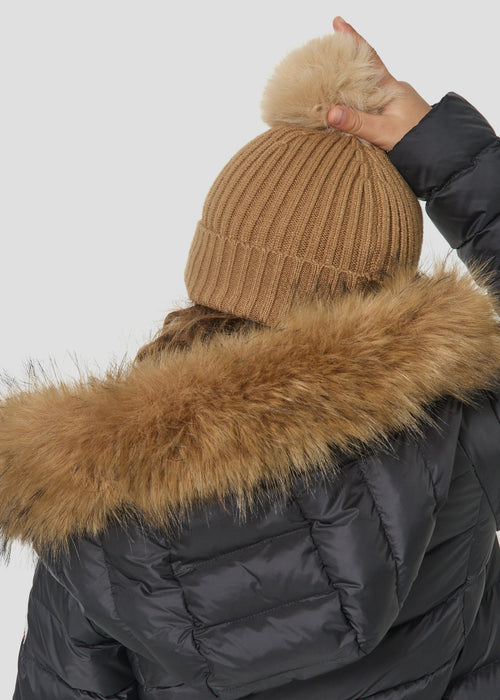 Ensemble bonnet + tour de cou enfant Beige fumé Pomme - JOTT - 3