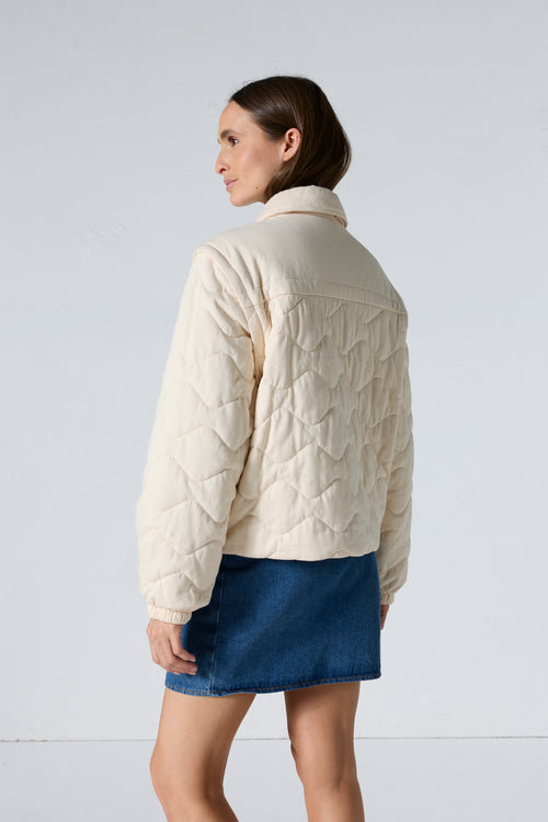 Doudoune bomber manches amovibles Vanille sucrée/Sable fumé Sacha - JOTT - 4