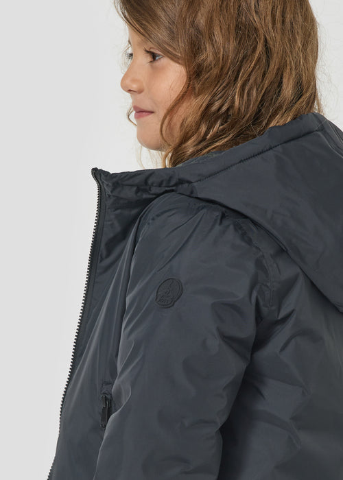 Doudoune enfant réversible Noir/Armée profonde léopard Sauda Print - JOTT - 4