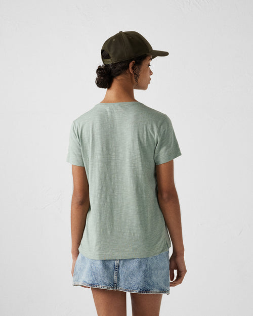 T-shirt col rond femme en coton Vert minéral Angela - JOTT - 4