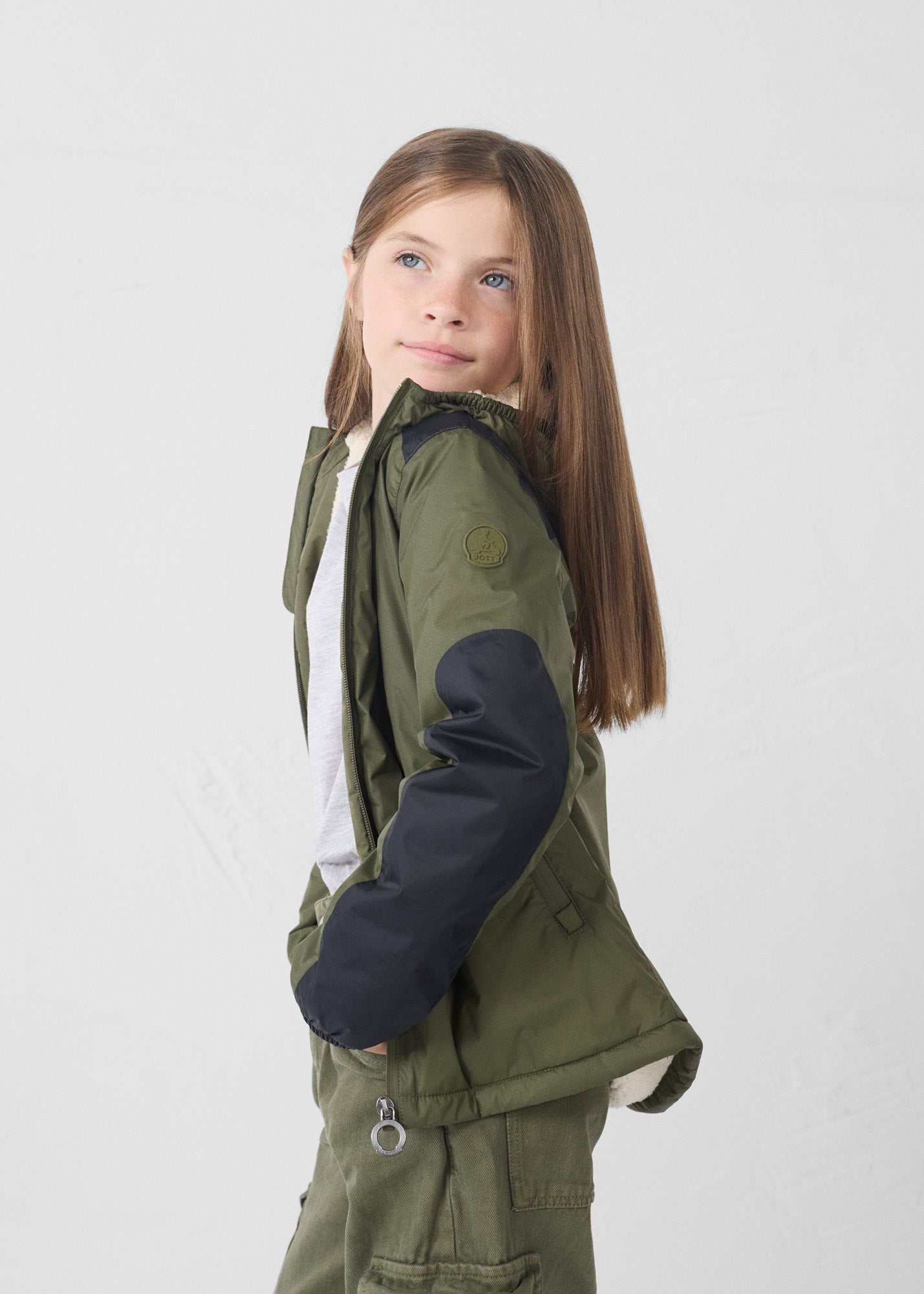 Raincoat Kid hooded sherpa Army Lag sherpa - JOTT