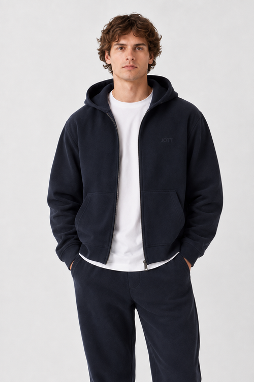Veste zippée oversize à capuche Bleu nuit Vahe