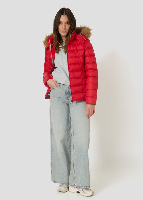Doudoune à capuche Grand Froid Rouge carmin Luxe - JOTT - 5