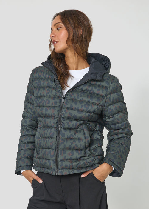 Doudoune réversible Noir/Armée profonde léopard Bergame print 2.0 - JOTT - 5