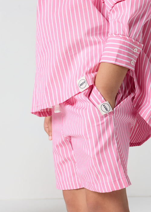 Chemise enfant en popeline Pink antique rayé Harold stripe - JOTT - 4