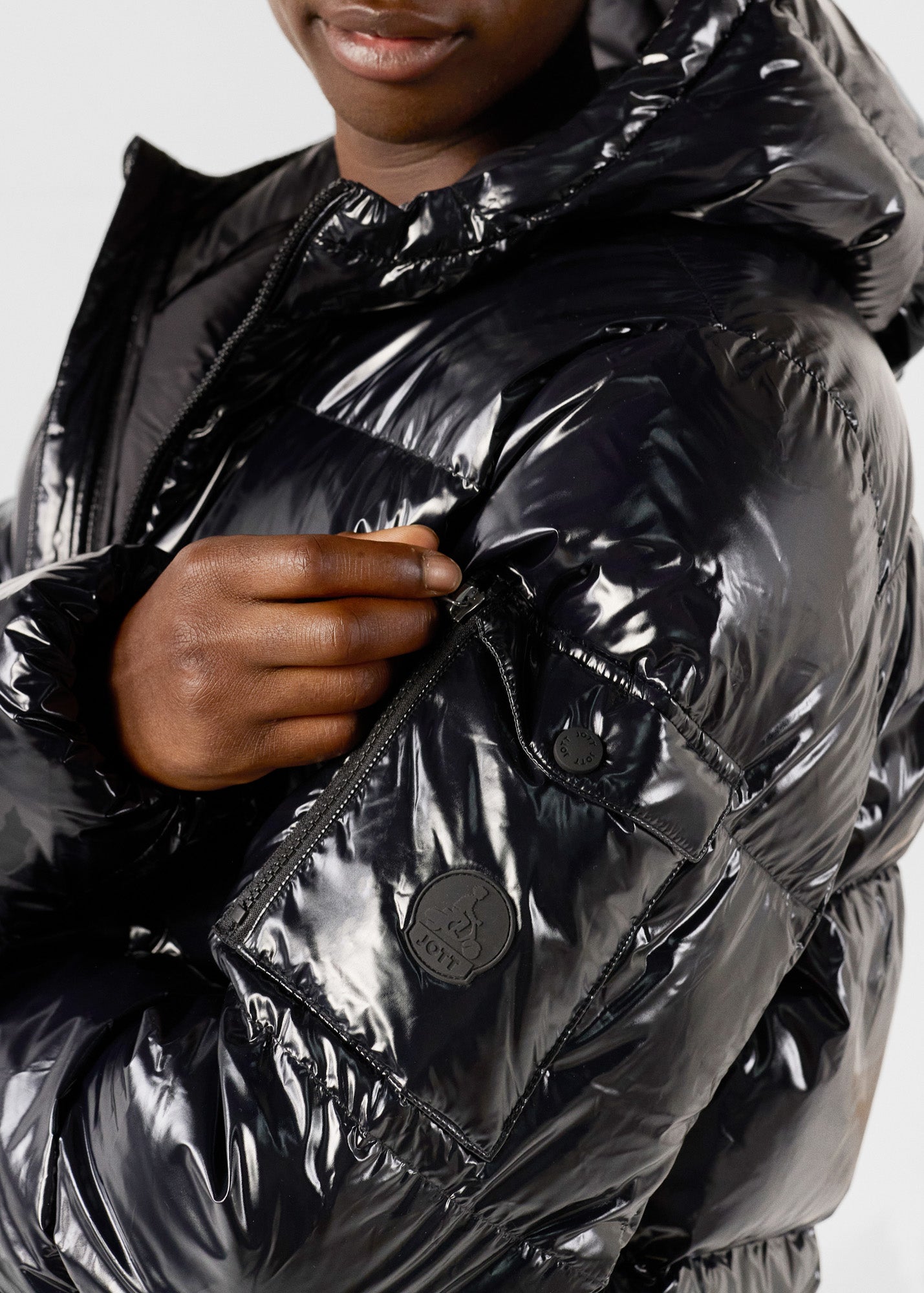 Grand Froid hooded Down jacket Black Java lacquered - JOTT