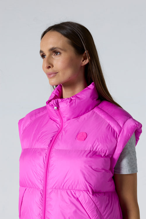 Doudoune courte oversize sans manches Rose électrique Lyna - JOTT - 5
