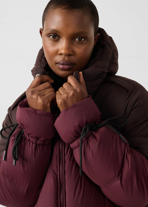 Doudoune Grand Froid esprit puffer Cerise noir/Café noir Nami Colorblock - JOTT - 5