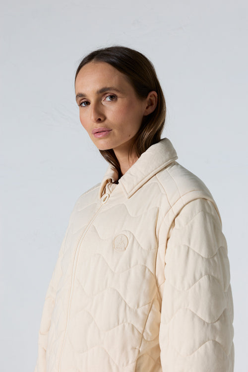 Doudoune bomber manches amovibles Vanille sucrée/Sable fumé Sacha - JOTT - 5