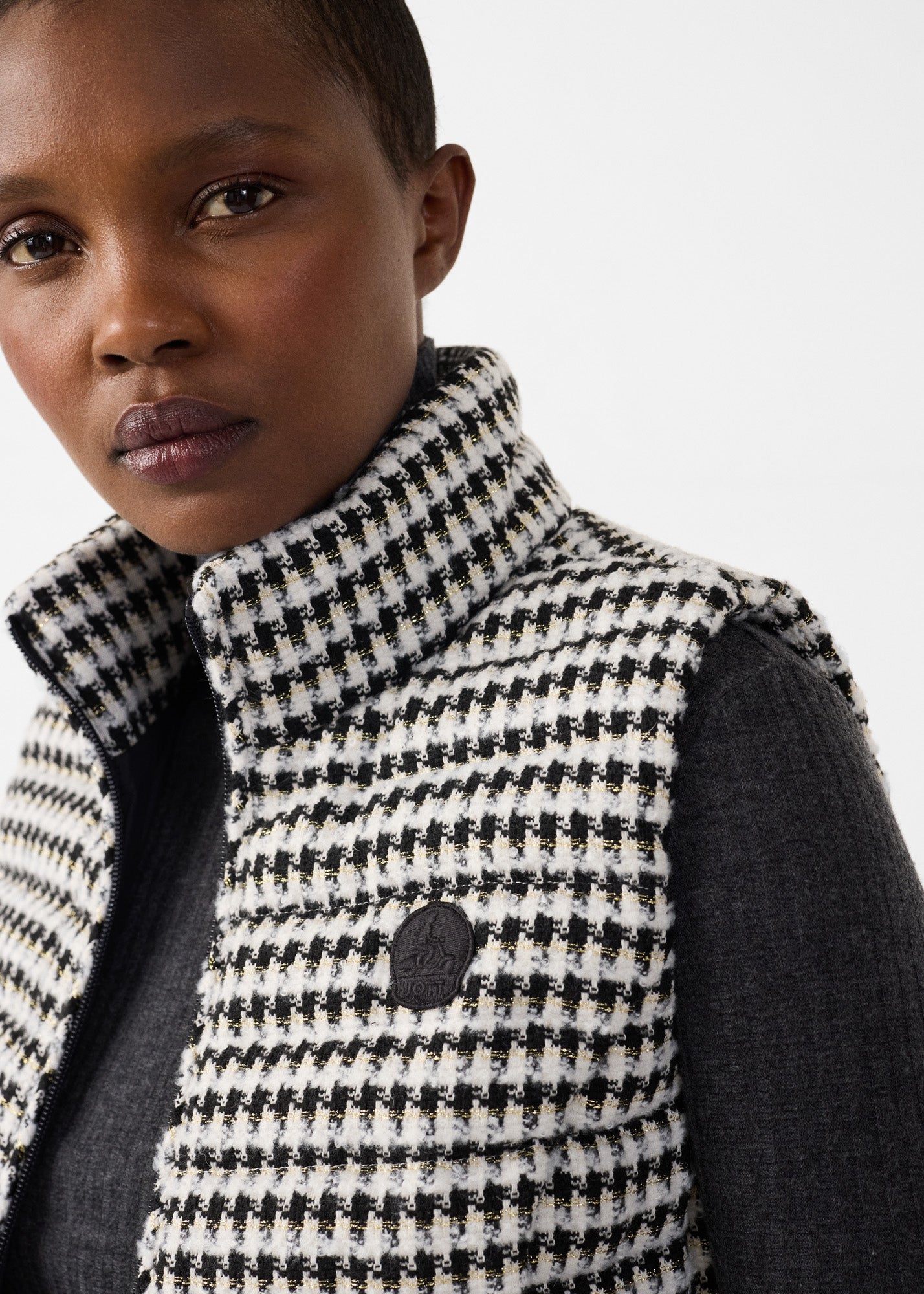 Down jacket sleeveless Natural/black Salla multico - JOTT