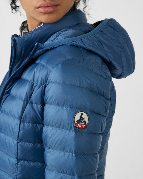 Doudoune légère à capuche Bleu jeans Cloe – JOTT