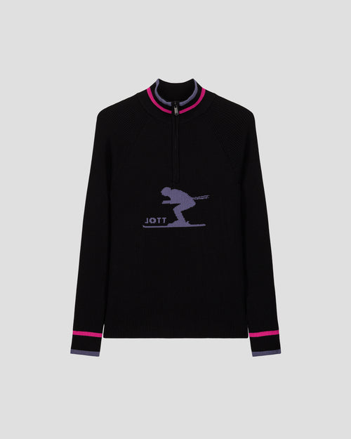 Pull côtelé col haut Noir Mayt - JOTT - 1