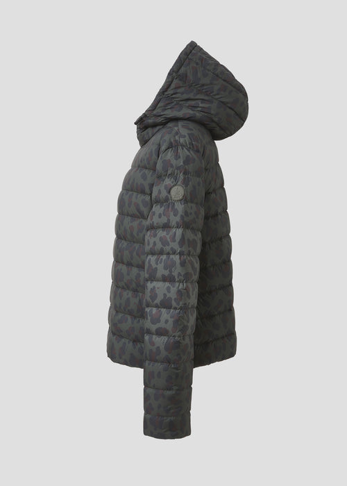 Doudoune courte à capuche Army foncé léopard Charline print