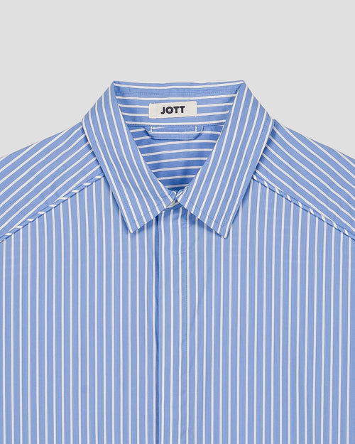 Gemengd overhemd van popeline Hemelsblauw gestreept Duffy stripe - JOTT - 2