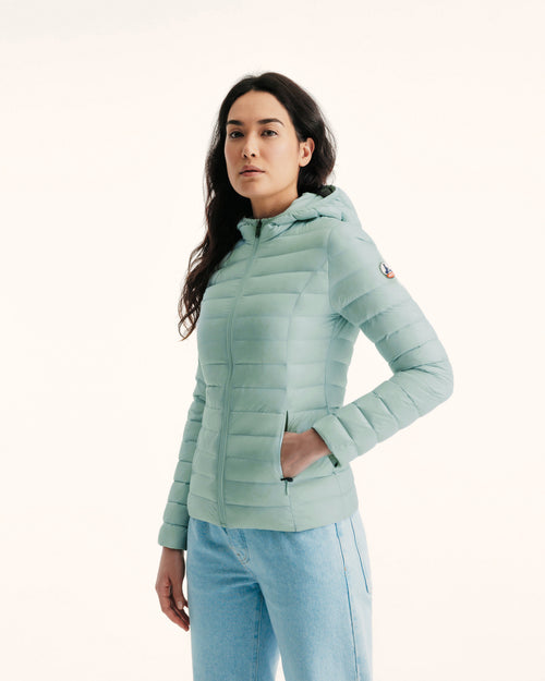 Doudoune légère à capuche Menthe poivrée Cloe