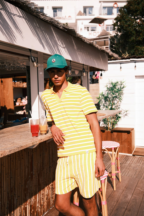 Polo éponge manches courtes Jaune abeille rayé Buggy stripe