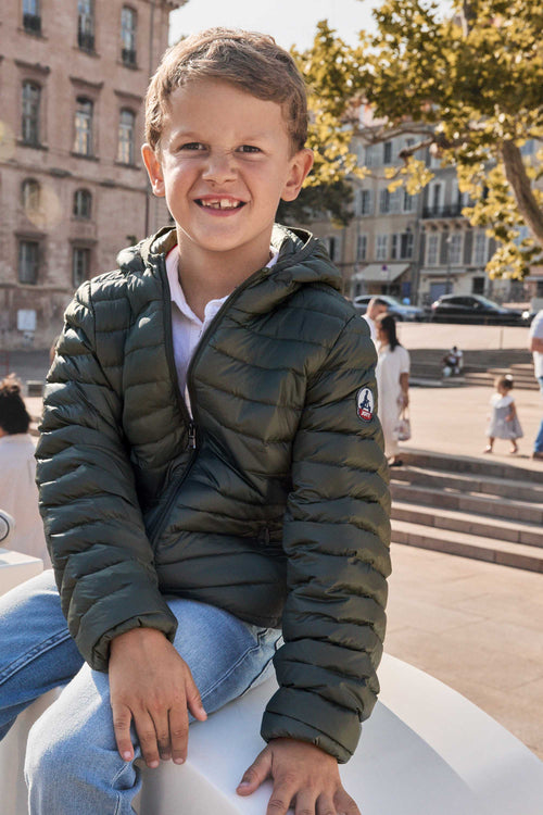 Doudoune légère à capuche enfant Army Hugo – JOTT