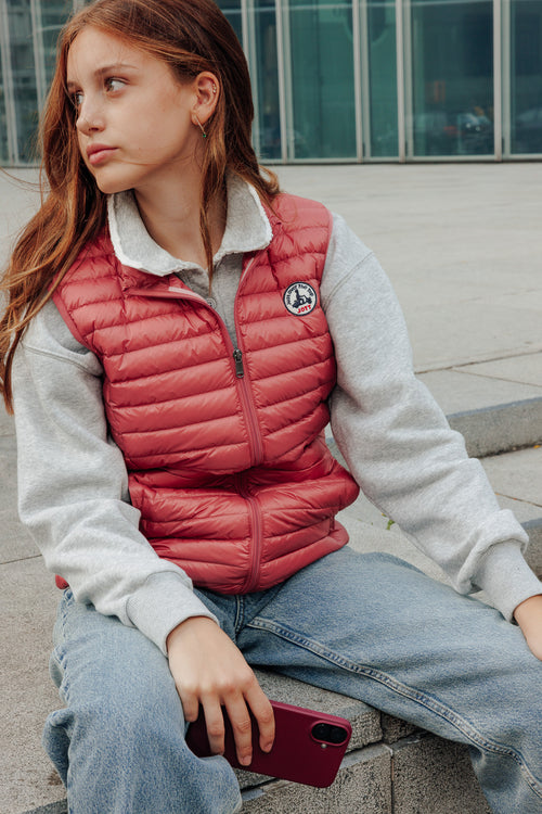 Doudoune sans manches enfant Velours rose Zoe