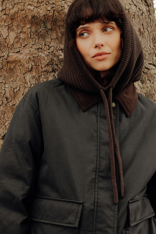 Veste avec col chemise velours côtelé Noir Keita
