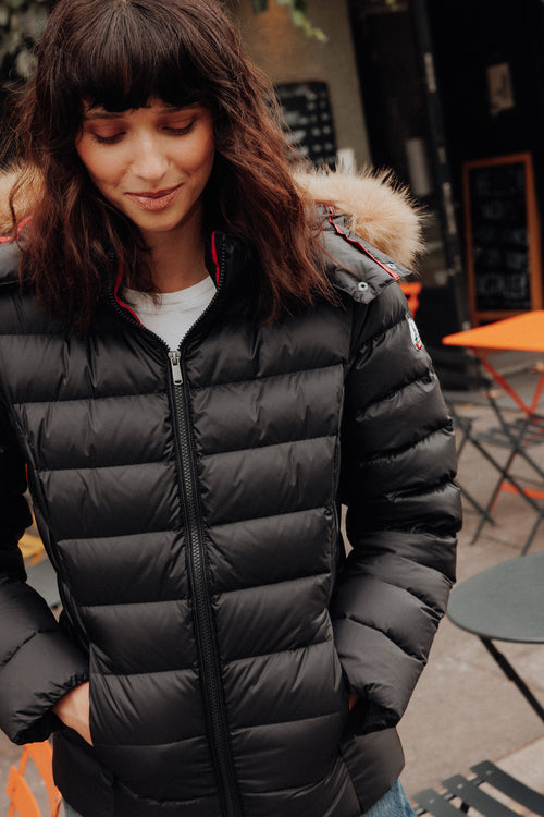 Doudoune à capuche Grand Froid Noir Luxe