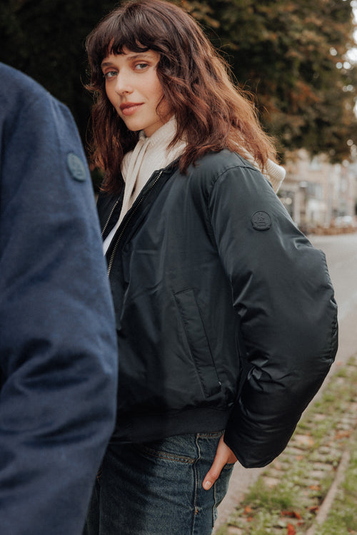 Bomber satin Noir Inael