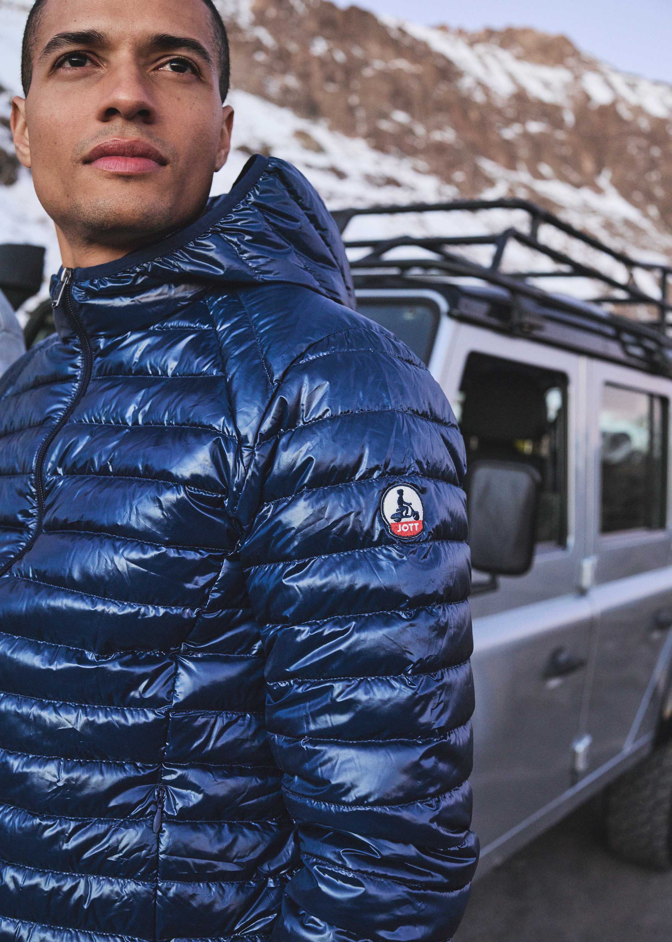 Down jacket light hooded Marine Nico shiny - JOTT