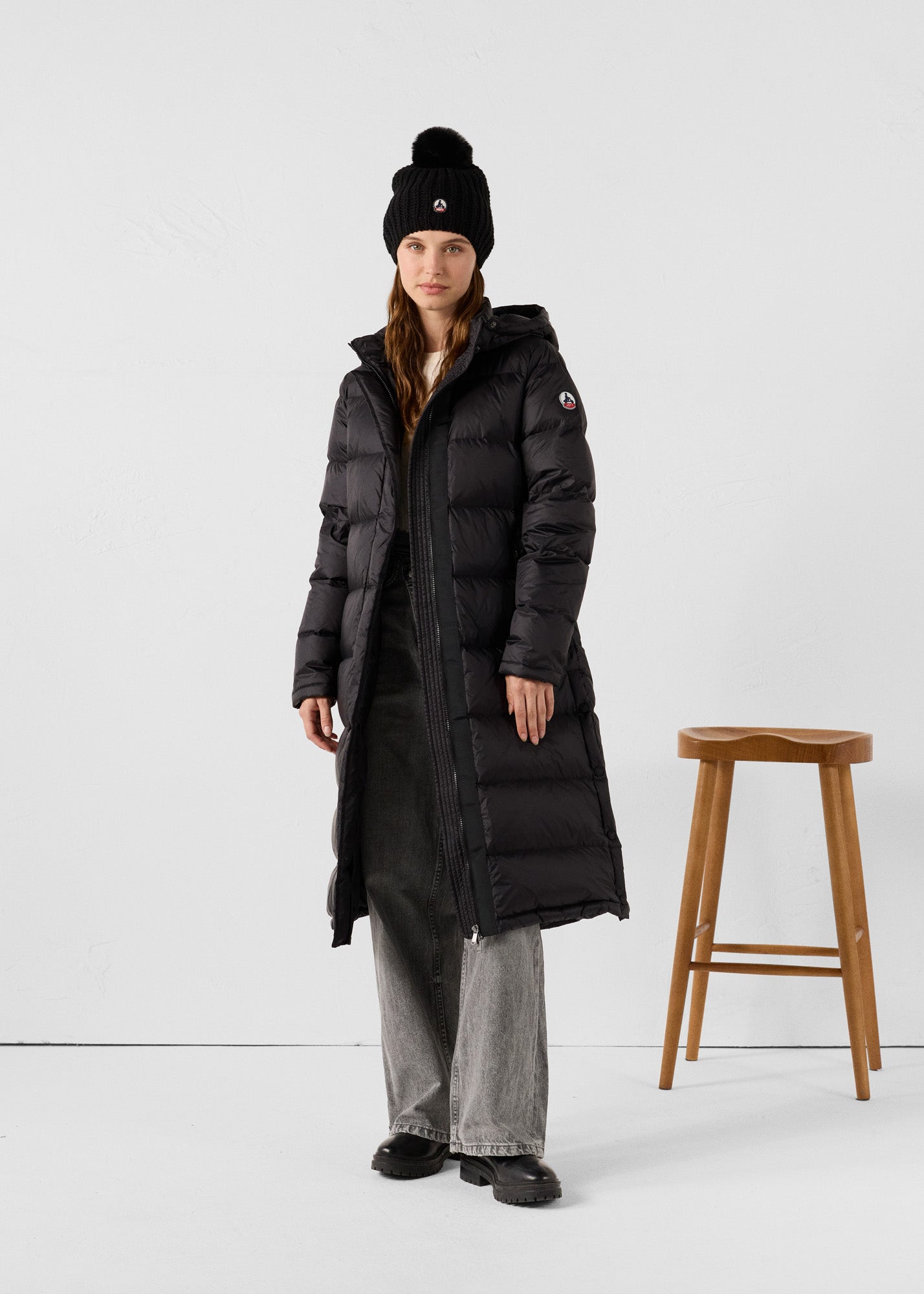 Long hooded Down jacket Grand Froid Noir Karachi - JOTT