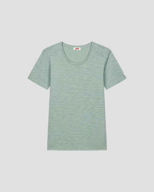 T-shirt col rond femme en coton Vert minéral Angela - JOTT - 2