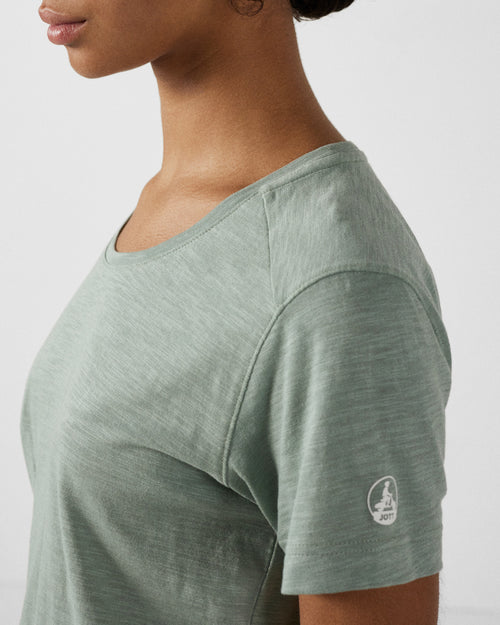 T-shirt col rond femme en coton Vert minéral Angela - JOTT - 5