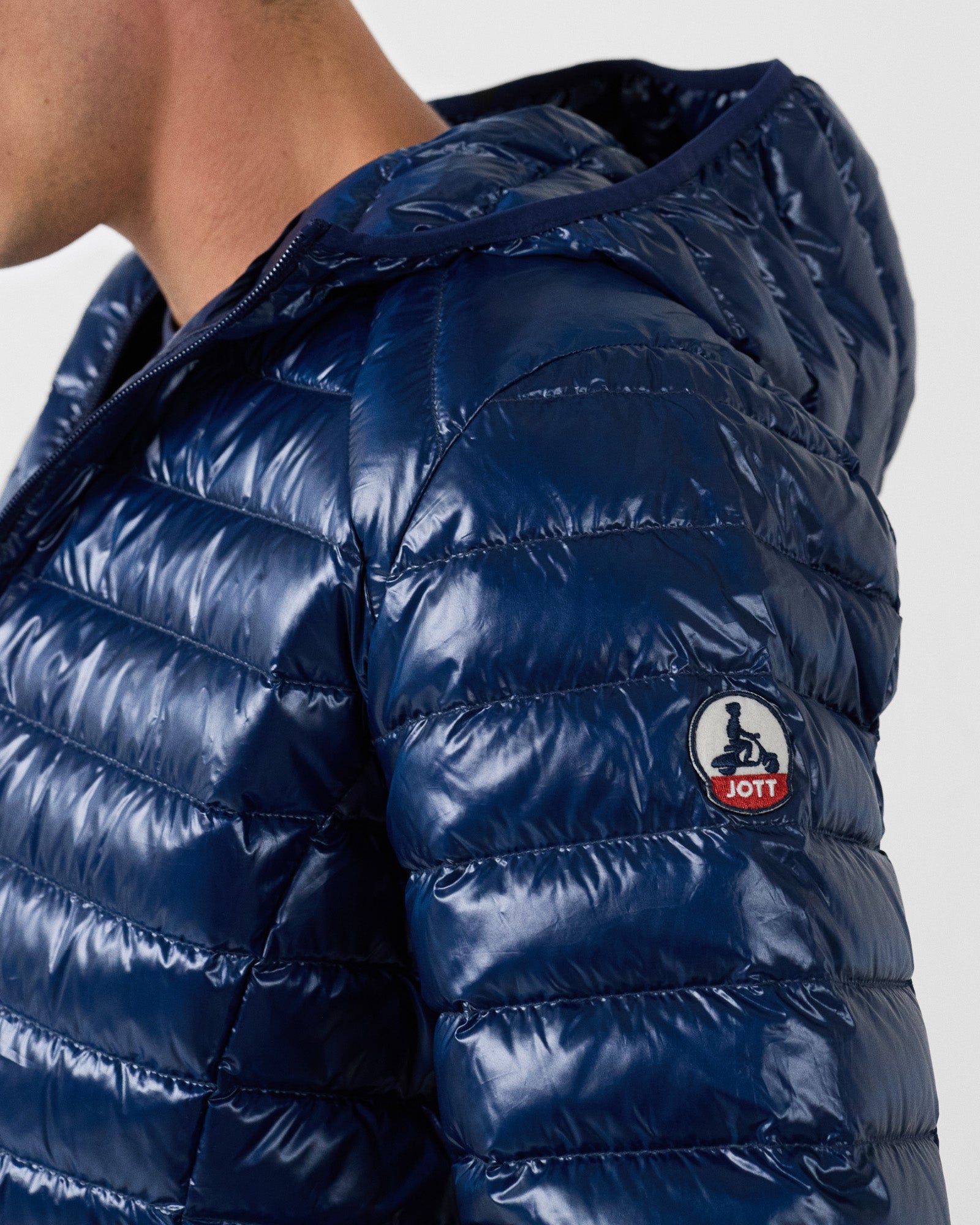 Down jacket light hooded Marine Nico shiny - JOTT