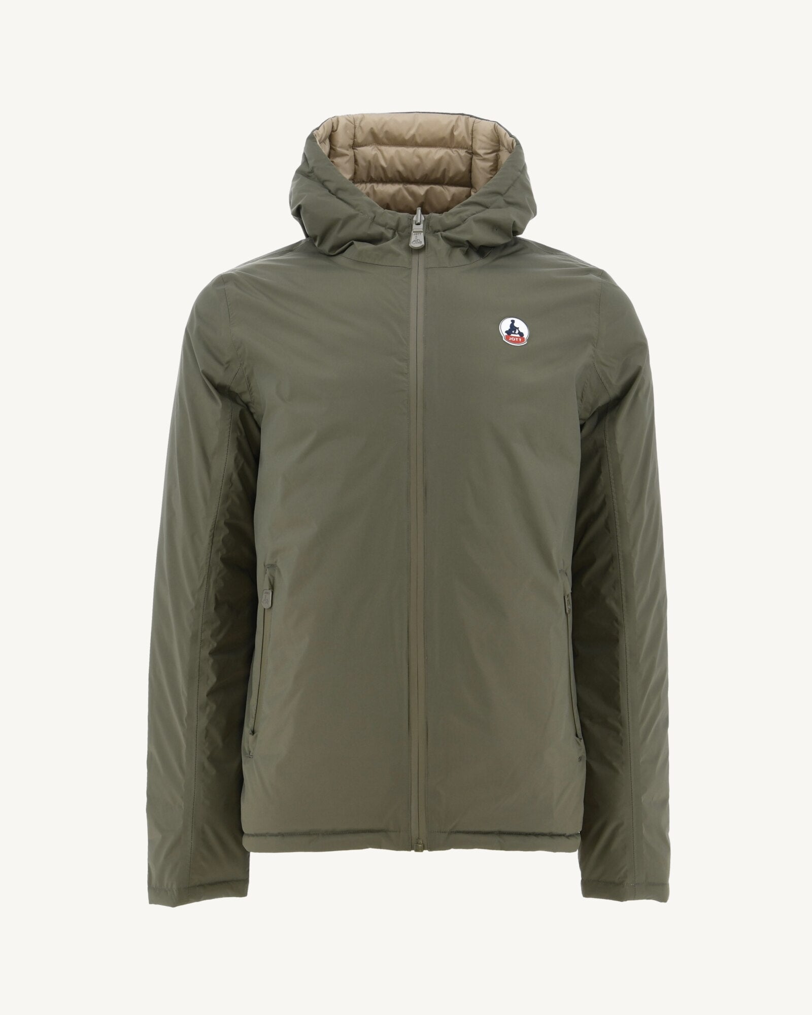 Reversible hooded puffer jacket Army/Beige Bergen - JOTT