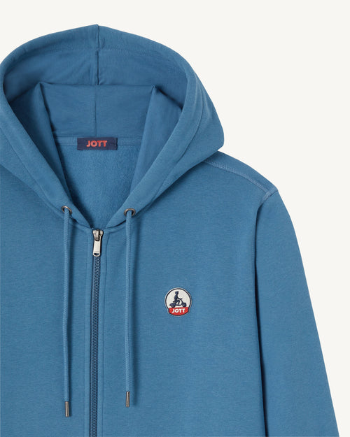 Sweat à capuche homme en coton biologique Bleu jeans Mexico - JOTT - 2