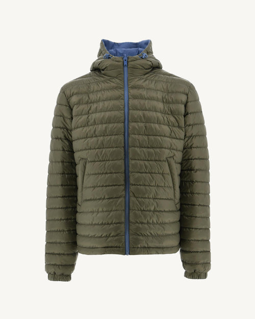 Doudoune réversible à capuche Bleu jeans/Army Bergen - JOTT - 2