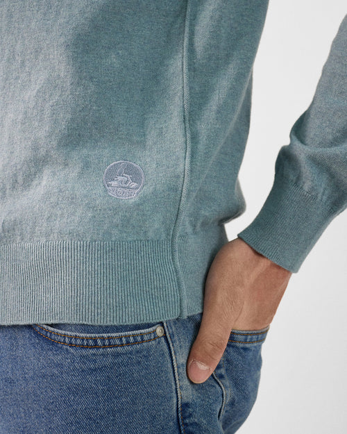 Strickpullover mit Rundhalsausschnitt Mineralgrün Hadrien - JOTT - 5