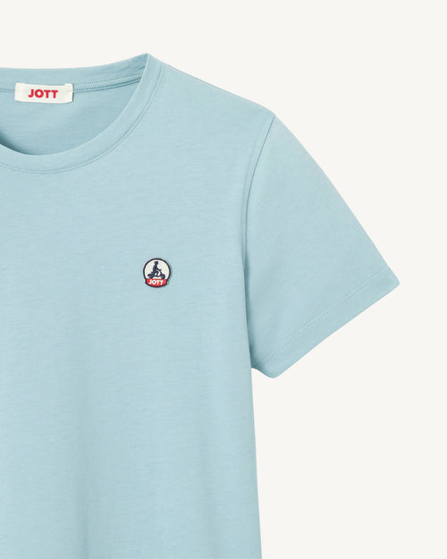 T-Shirt mit Rundhalsausschnitt aus biologischer Baumwolle Iceberg blau Rosas - JOTT - 3