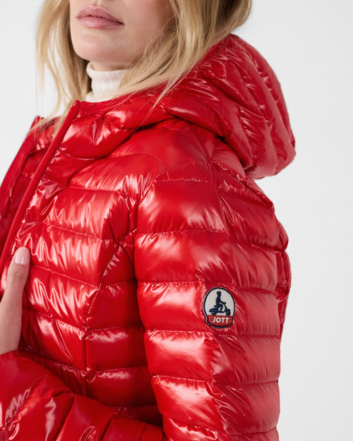 daunenjacke leicht mit Kapuze Karminrot Cloe shiny - JOTT - 5