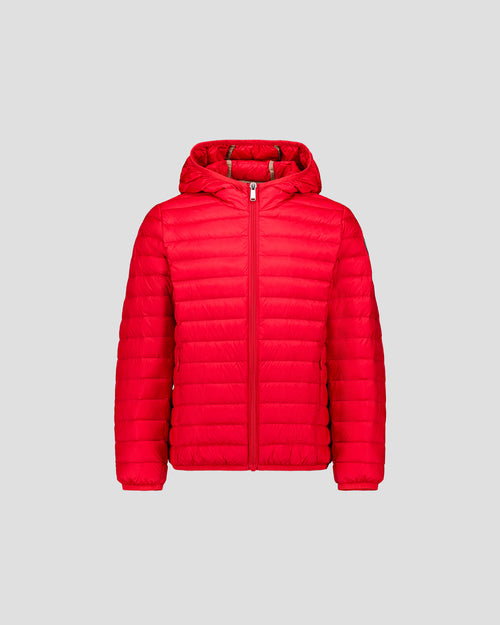 daunenjacke leicht mit Kapuze Kind Karminrot Hugo - JOTT - 2