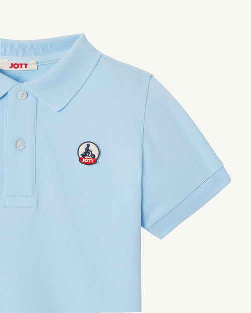 Polo-Shirt für Kinder aus biologischer Baumwolle Himmelblau Salvador - JOTT - 3