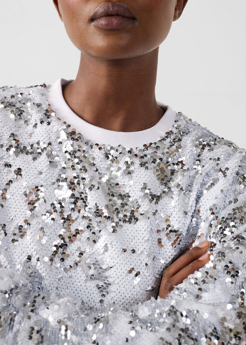 Sweatshirt mit Pailletten Weiß/Silber Jeanne - JOTT - 5