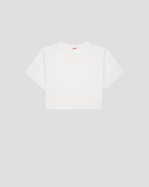 T-Shirt mit Rundhalsausschnitt aus Baumwolle Weiß Mazu - JOTT - 2