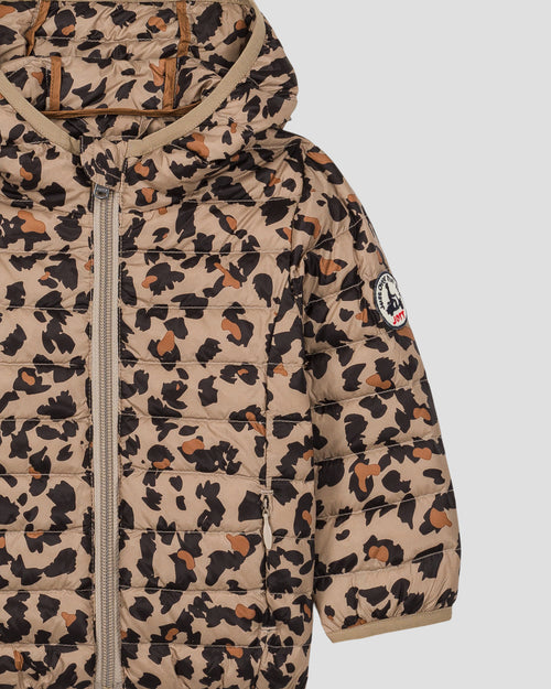 daunenjacke , Baby, mit Ohren Leopard beige Mael print - JOTT - 2