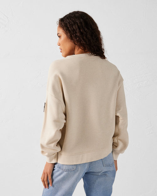 Sweatshirt aus zwei Materialien mit Rundhalsausschnitt Sand Pinako - JOTT - 4