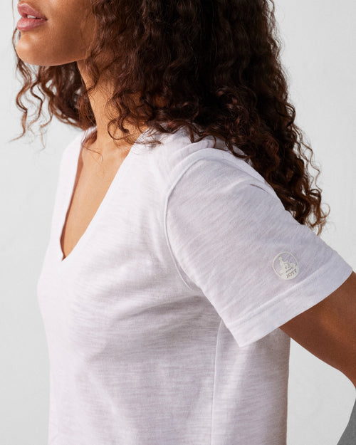 T-Shirt mit V-Ausschnitt für Frauen aus Baumwolle Weiß Sonia - JOTT - 2