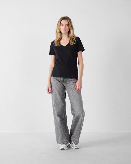 T-Shirt mit V-Ausschnitt Schwarz Sofy - JOTT - 3