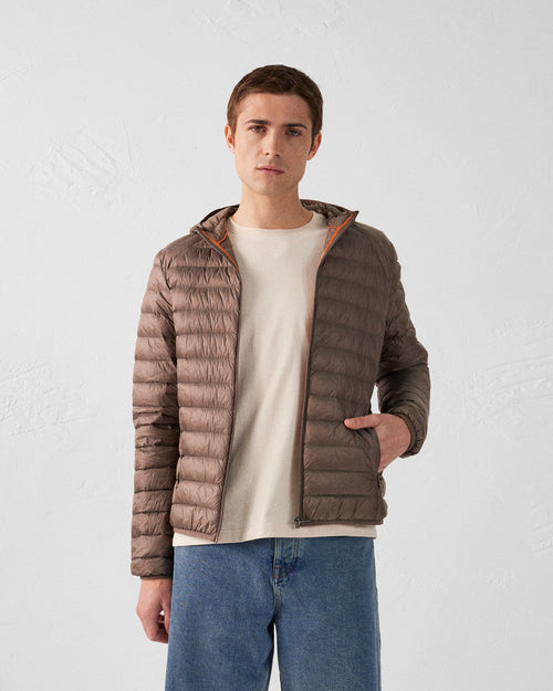daunenjacke leicht mit Kapuze Taupe Nico - JOTT - 3