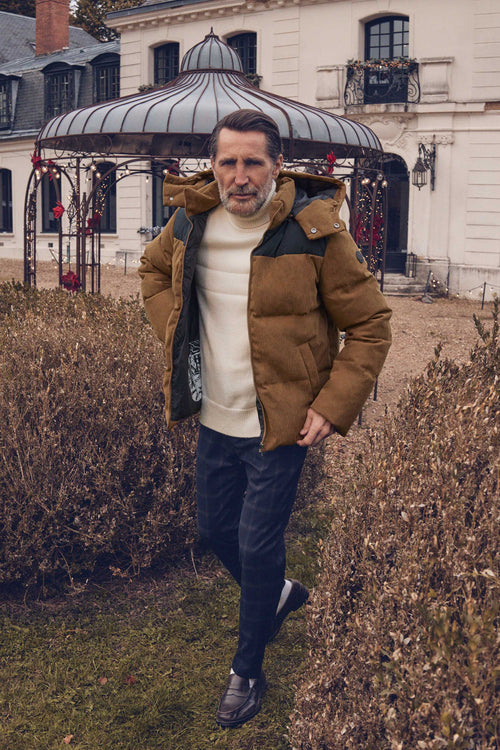 Down jacket bi-material Fauve/Noir Marceau Bimat