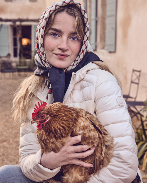 Down jacket with stretch hood light Argile Salma - JOTT - 3