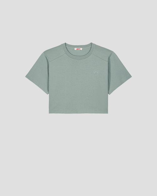 Mazu mineral green cotton round-neck T-shirt - JOTT - 2