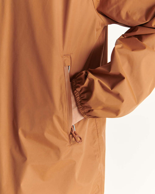 Caramel Copenhagen long hooded packable raincoat - JOTT - 2