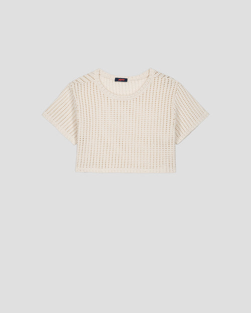 Giada natural cotton knit round neck T-shirt - JOTT - 2